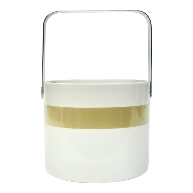 1980s White Ceramic Ice Bucket by Bob Van Allen for Mikasa For Sale