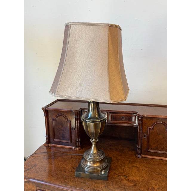 Vintage Stiffel Turned Brass Table Lamp For Sale - Image 9 of 12