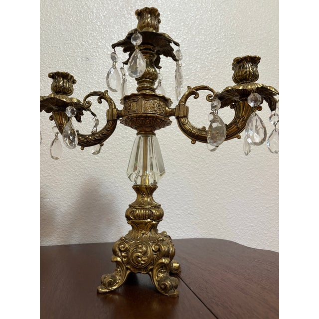 Rococo Hollywood Regency Mid-Century 2 Arm Candelabras a Pair For Sale - Image 3 of 5