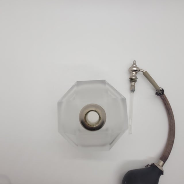 Vintage Marcel Franck France Frosted Glass Geometric Perfume Atomizer Bottle For Sale - Image 10 of 12