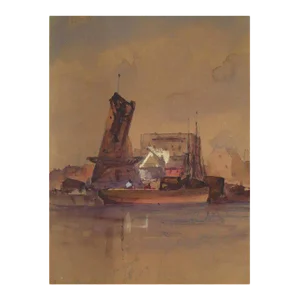 Early 20th Century American Ash Can School Watercolor Depicting the East River, New York City