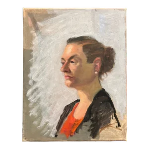 1970s Original Vintage Contemporary Impressionist Portrait Painting on Canvas