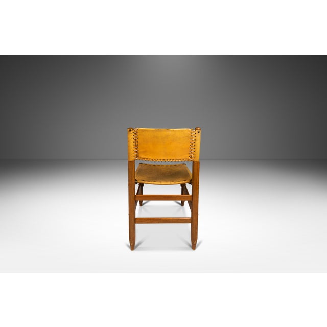 Safari Tanned Saddle Leather & Oak Lounge/Side Chair Designed by Biermann Werner for Arte Sano, Colombia, C. 1960's For Sale - Image 4 of 12