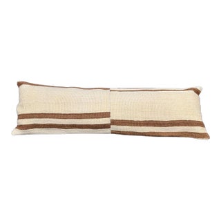 Turkish Hemp Pillow Cushion Natural Beige Brown Cushion Cover 14"x45" For Sale