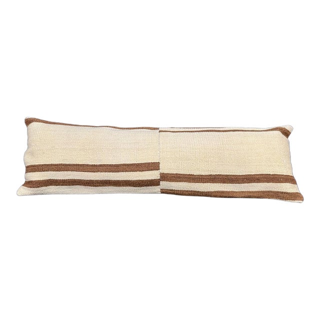 Turkish Hemp Pillow Cushion Natural Beige Brown Cushion Cover 14"x45" For Sale