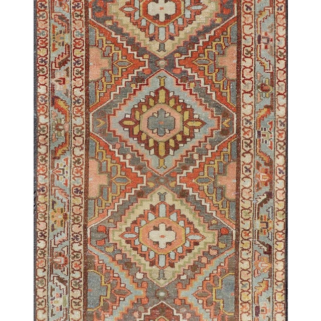 Antique Persian Bakhtiari Runner With Geometric Medallions in Taupe and Rust For Sale - Image 4 of 13