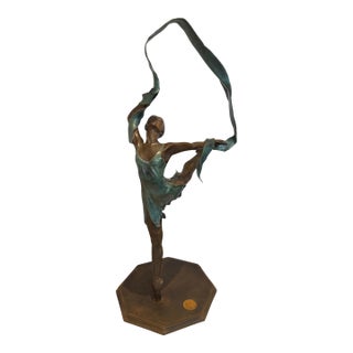 Late 20th Century Victor M. Villarreal Bronze Ballerina Sculpture For Sale