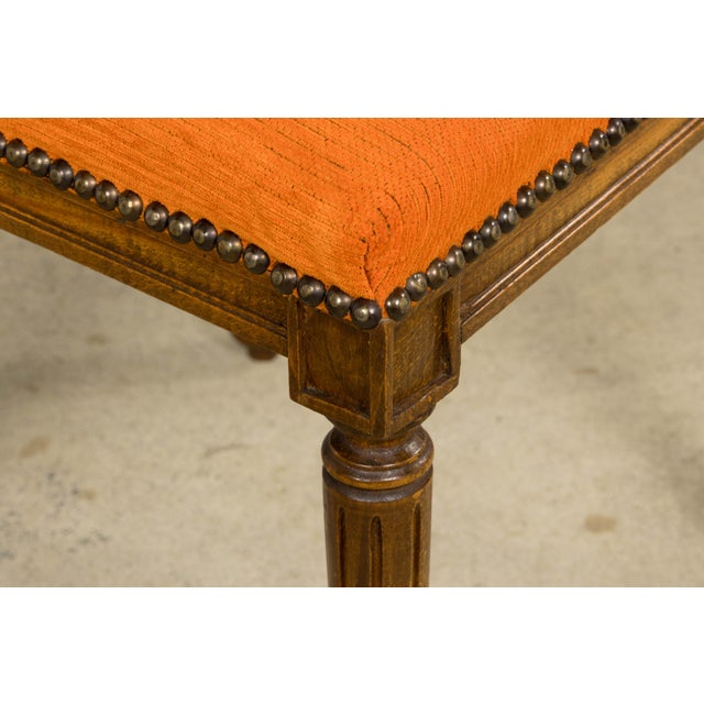 French Louis XVI Style Maple Dining Chairs in Orange Chenille - Set of 8 For Sale - Image 9 of 18