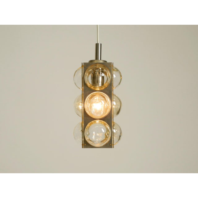 Vintage Space Age Pendant Lamp in Glass and Nickel-Plated Metal by Temde, 1960s For Sale - Image 13 of 18