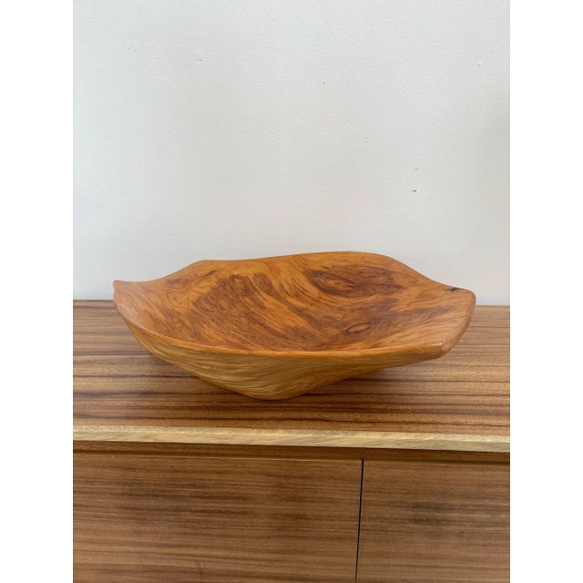 Made From Natural Wood with Organic Shape and Beautiful Wood Grain. Possibly Burl Wood. No Makers Mark. The Bottom Side of...