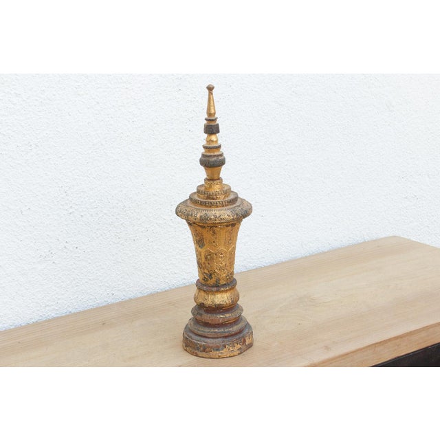 Tall & Slim Gold Thayo Stupa For Sale - Image 4 of 7