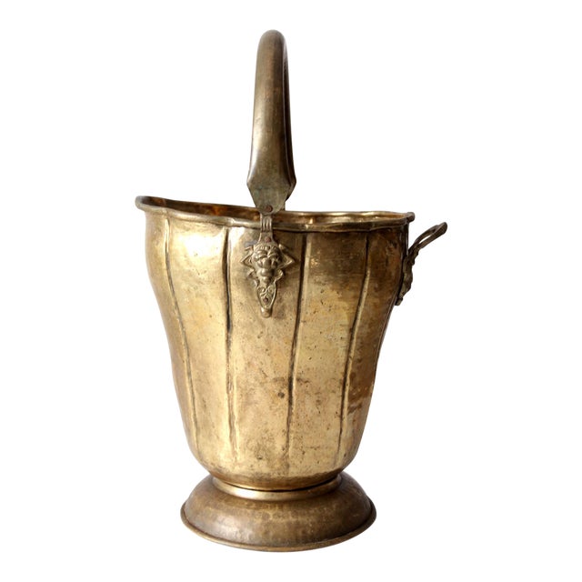 Antique Brass Ash Bucket Coal Scuttle For Sale