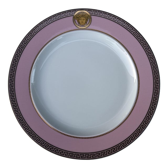 Color Pink Salad Dessert Plate by Versace for Rosenthal, 1990 For Sale