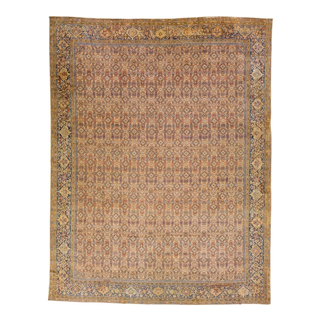 1920s Antique Kerman Handmade Multicolor Allover Persian Wool Rug For Sale