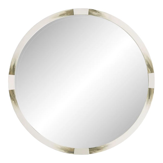 Modern Faux Horn Round Mirror For Sale