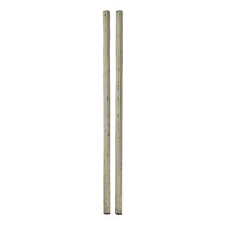 Pair of Slender Antique Architectural Salvage Cylindrical Fluted & White Painted Wood Columns For Sale