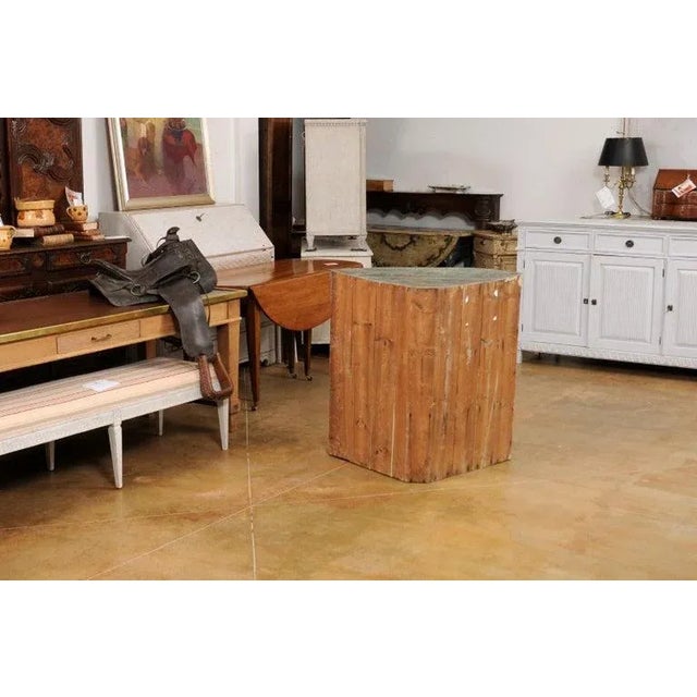 1790s Swedish Gustavian Period Blue Painted Wall Hanging Corner Cabinet For Sale - Image 12 of 12