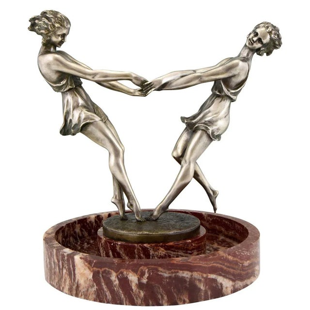 Andre Gilbert, Art Deco Centerpiece with Bronze Sculpture of Dancing Girls, France, 1925 For Sale - Image 13 of 13