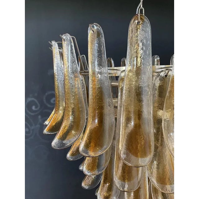 Gold Italian Amber Murano Glass Petal Chandeliers, Set of 2 For Sale - Image 8 of 10