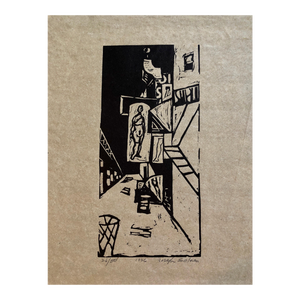 Joseph Solman, 1936 Woodblock Print Venus of 23rd St. Skid Row Woodcut NYC Great Depression WPA, 1936