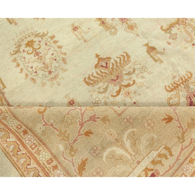 Brown Authentic Indian Amritsar Handmade Wool Carpet For Sale - Image 8 of 8