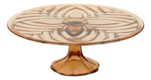 Art Deco Amber Cake Plate from Val Saint Lambert, 1930s