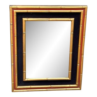 Gold/Black/Red Faux-Bamboo Wall Mirror For Sale