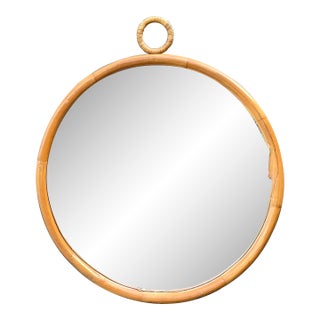 Vintage Bent Rattan Loop Mirror For Sale