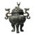 Late 19th Century Bronze Tripod Censer With Deer Finial, 2400g, Archaic Motifs For Sale