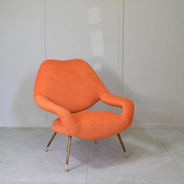 DU 55 Armchair in Walnut and Brass by Gastone Rinaldi for Rima, 1950s For Sale - Image 10 of 12