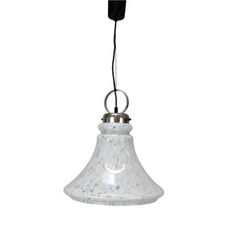 Mid-Century Bell Glass Pendant Lamp, Former Czechoslovakia, 1970s For Sale