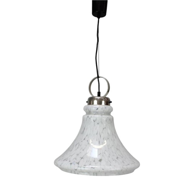 Mid-Century Bell Glass Pendant Lamp, Former Czechoslovakia, 1970s For Sale
