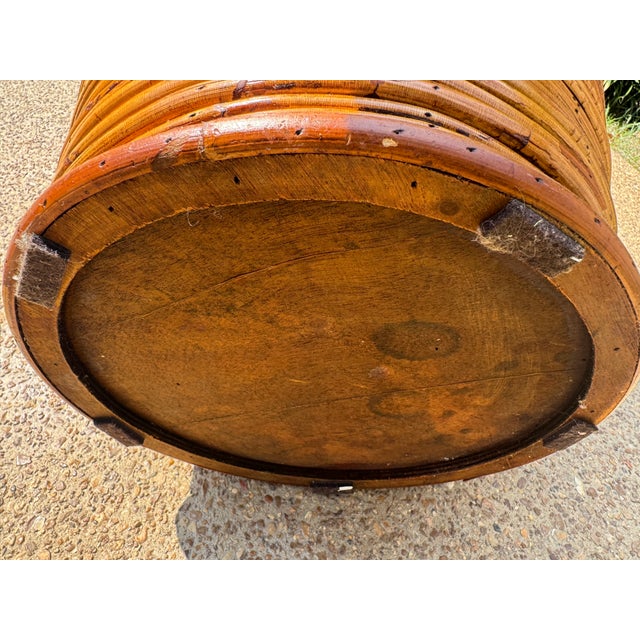 Large Vintage Crespi Style Pencil Reed Rattan Lidded Floor Basket For Sale - Image 11 of 11