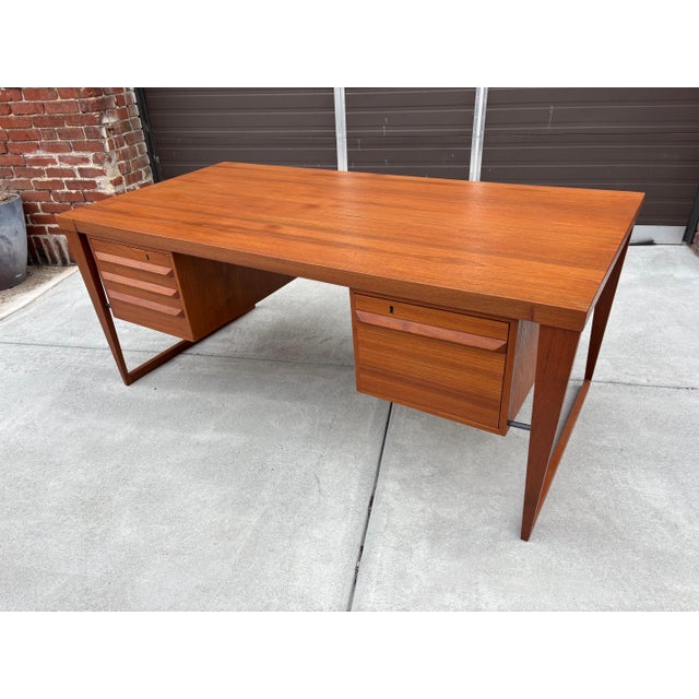 Kai Kristiansen Executive Teak Desk Model 70 For Sale - Image 11 of 12