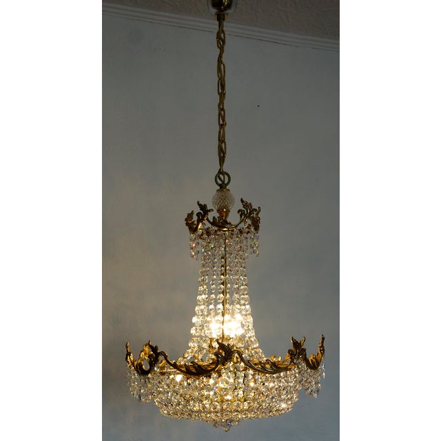 Brass Lead and Crystal Chandelier from Palwa, 1970s For Sale - Image 12 of 15