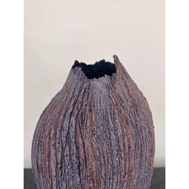 Vintage Earthy Incised Studio Pottery Vase For Sale - Image 4 of 5