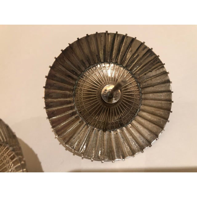 Antique Silver Decorative Umbrella Shaped Design Accents Detailed - a Pair For Sale - Image 10 of 11