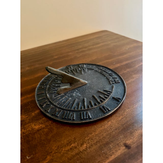 French Country Vintage English Country Iron Garden Sundial "Time Began in a Garden" For Sale - Image 3 of 8