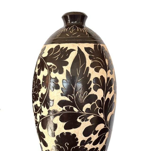 Large Carved Porcelain Floral Vases - A Pair For Sale In Chicago - Image 6 of 8