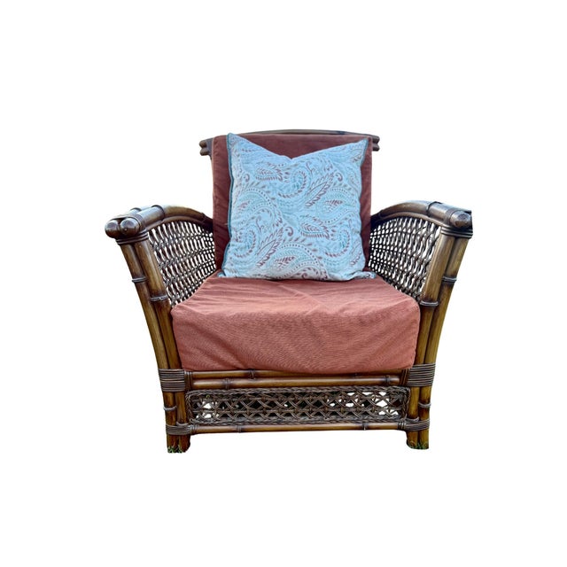 1970s Vintage Palm Beach Hollywood Regency Split-Bamboo & Rattan Lounge Chair For Sale - Image 5 of 8