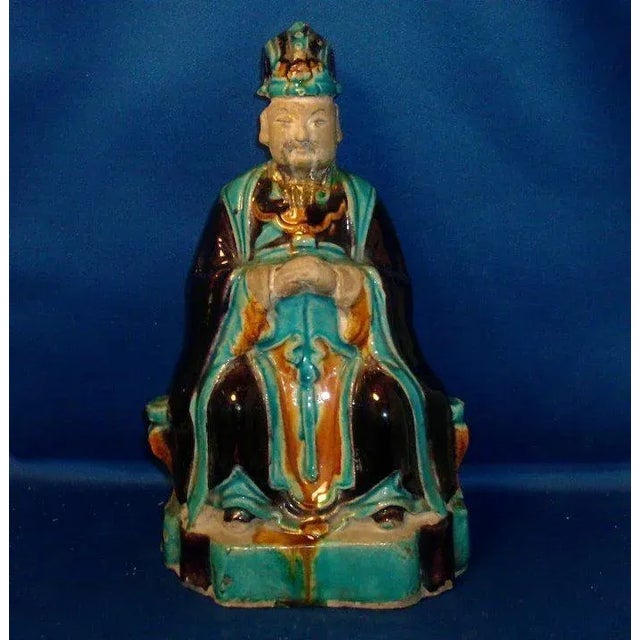 Asian Chinese Ming Dynasty Official in Traditional Dress Seated Figure For Sale - Image 3 of 10