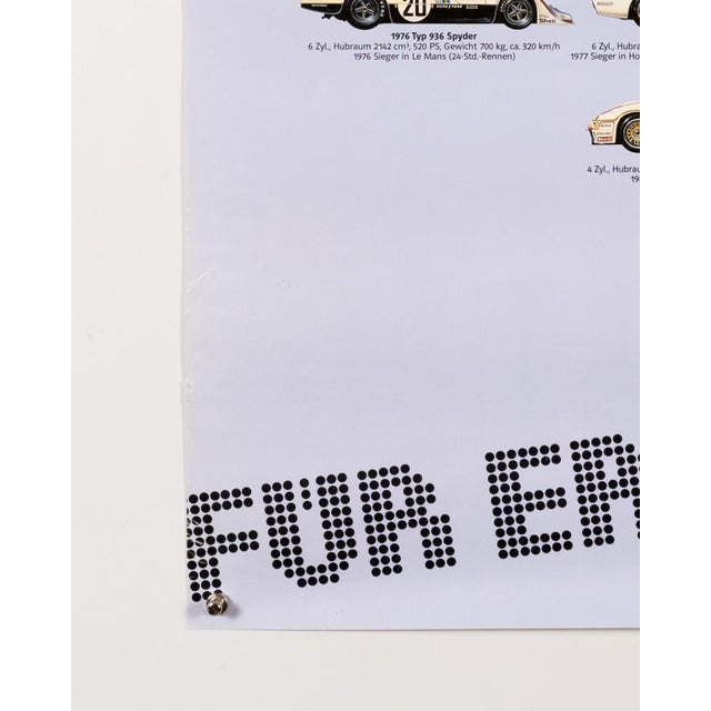 White Vintage Porsche Racing Cars Poster For Sale - Image 8 of 9