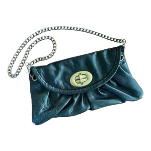 Carla Mancini Pebble Leather Handbag With Brass Turnlock and Chain Strap