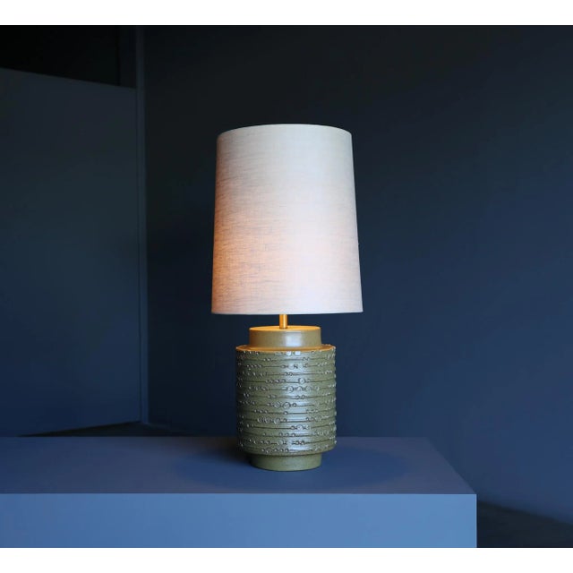 Large Scale David Cressey Green Ceramic Lamp, Circa 1970 For Sale - Image 9 of 13