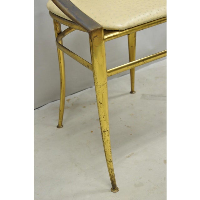 Vintage Italian Hollywood Regency Sculptural Brass Chiavari Style Accent Chair For Sale - Image 14 of 17