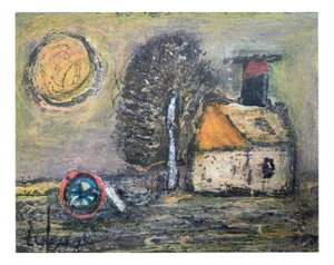 Eugeniusz Tukan-Wolski, Landscape with a Sunset, Mixed Media on Paper