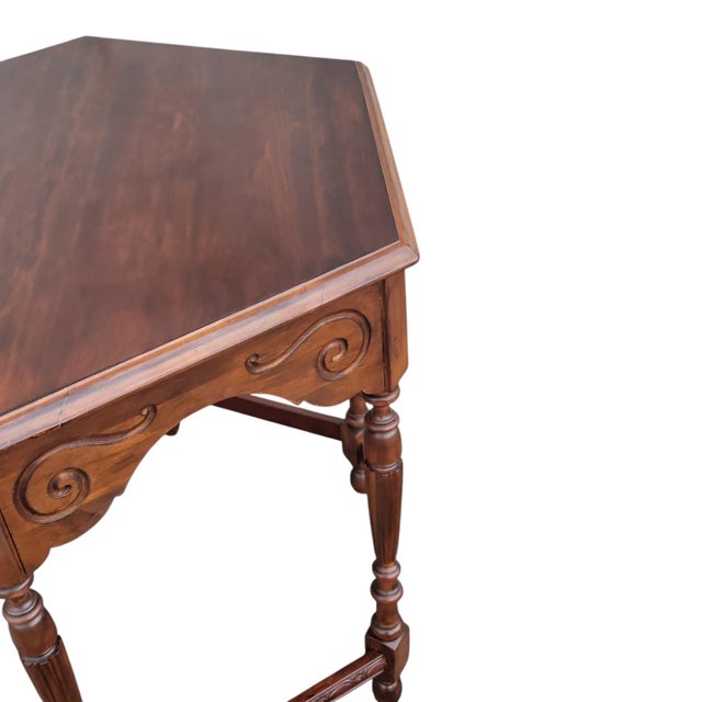 1940s Vintage American Cherry Center Table Carved Traditional For Sale - Image 14 of 17