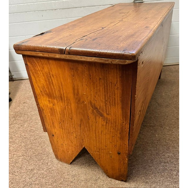 Chestnut 18th Century American 6 Board Pine Blanket Chest With Boot Jack Ends For Sale - Image 8 of 11