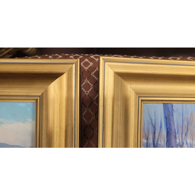 1980s Pair Vintage Oil Painting in Gold Leaf Frames For Sale In Philadelphia - Image 6 of 10