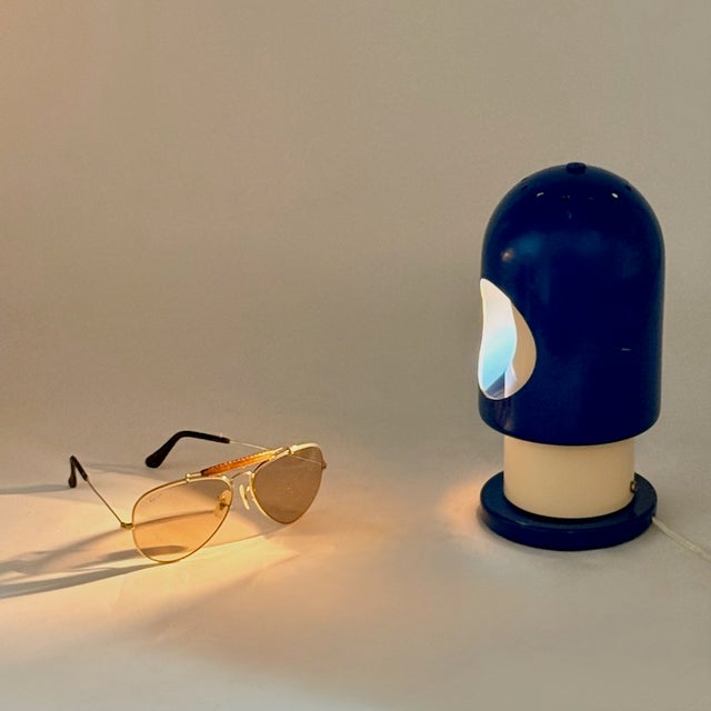 Space Age Blue Metal Eclipse Table Lamp, Italy, 1960s For Sale - Image 16 of 17